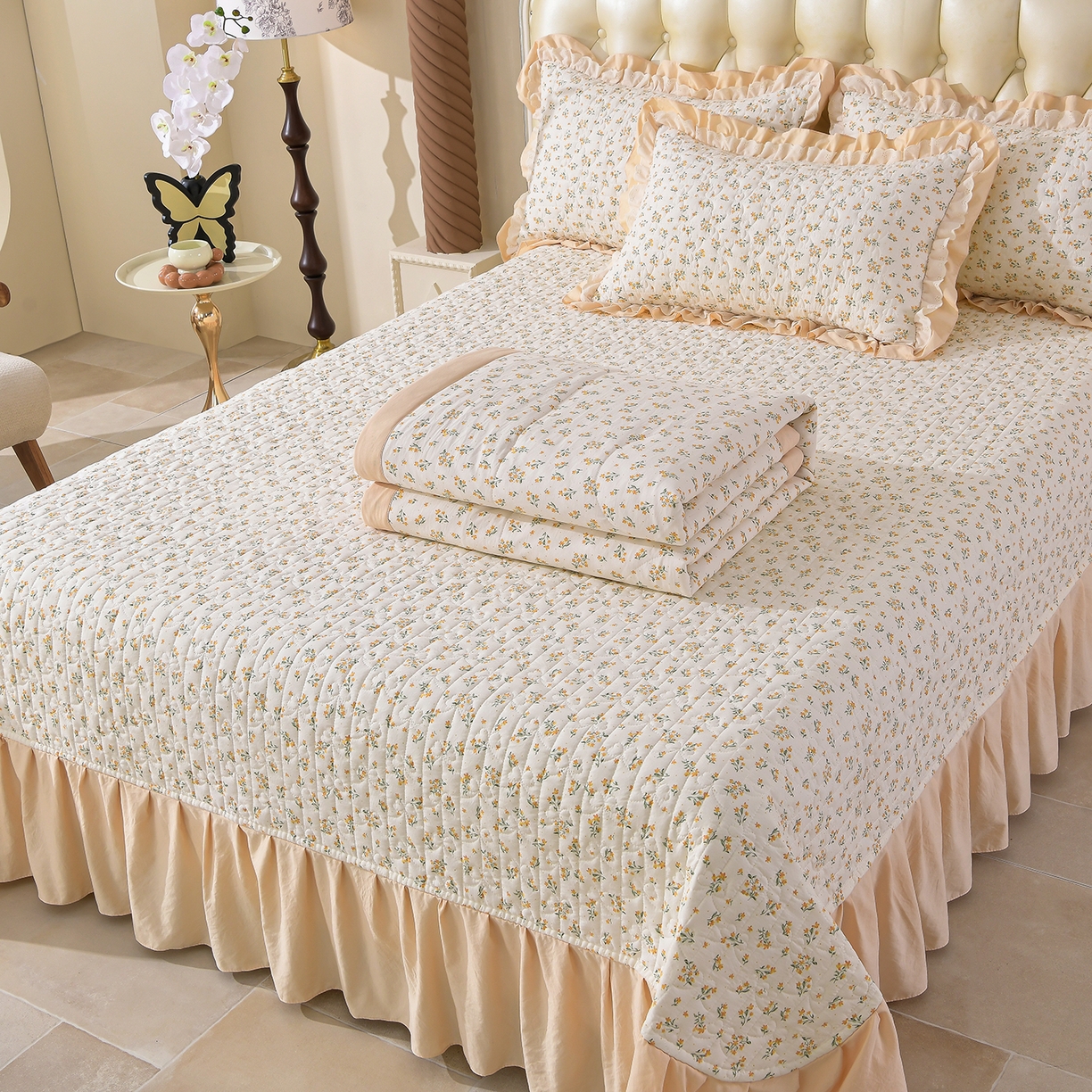 91家纺网 家纺一手货源 找家纺 金梦家居 2026新款水洗棉床盖被套四件套 春暖花开