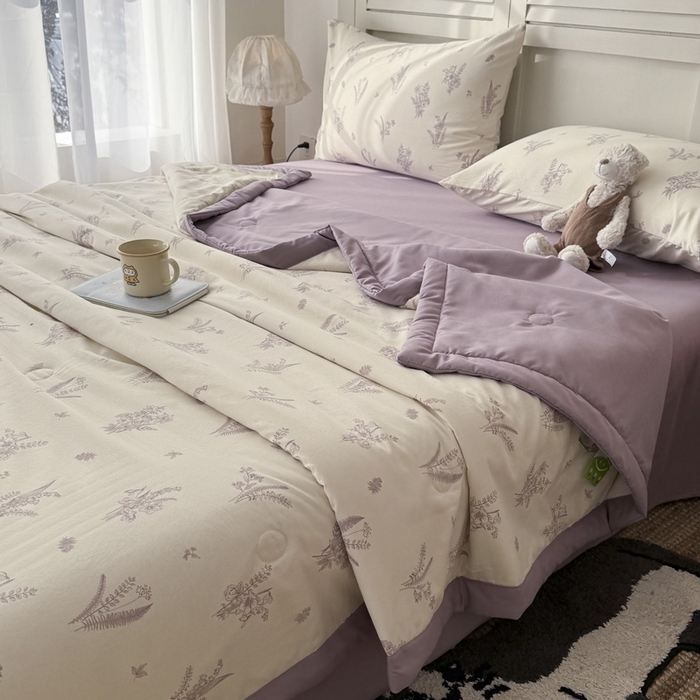 91家纺网 家纺一手货源 找家纺 盛凡家纺 2026新款小清新抗菌夏被夏凉被空调被被子被芯夏被四件套 小岛来信