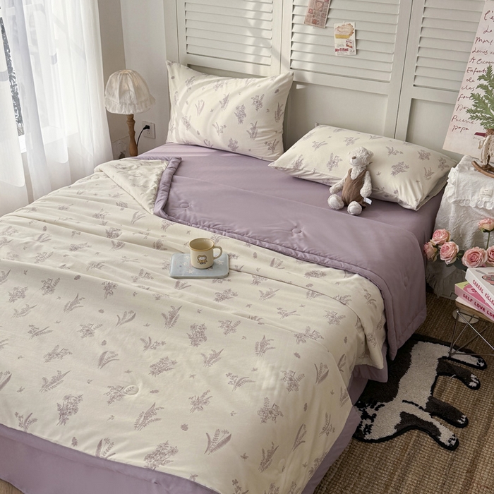 91家纺网 家纺一手货源 找家纺 盛凡家纺 2026新款小清新抗菌夏被夏凉被空调被被子被芯夏被四件套 小岛来信