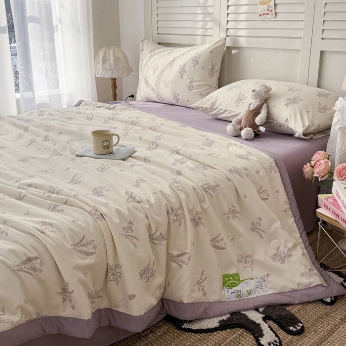 91家纺网 家纺一手货源 找家纺 盛凡家纺 2026新款小清新抗菌夏被夏凉被空调被被子被芯夏被四件套 小岛来信