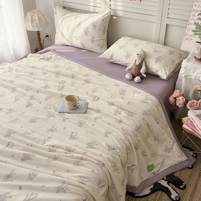 91家纺网 家纺一手货源 找家纺 盛凡家纺 2026新款小清新抗菌夏被夏凉被空调被被子被芯夏被四件套 小岛来信