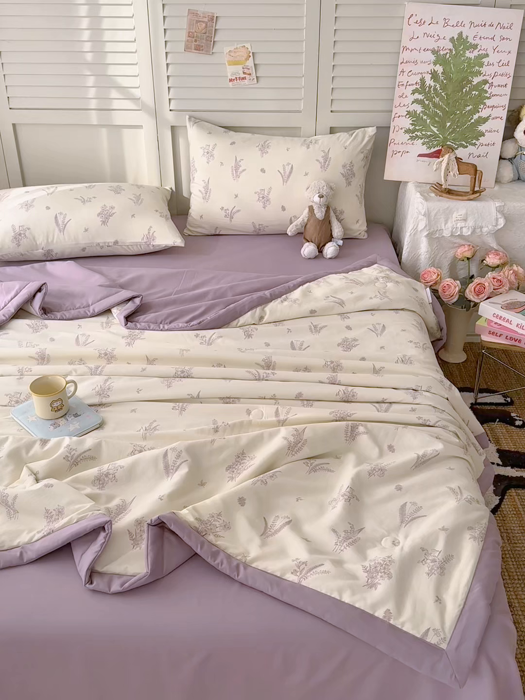 91家纺网 家纺一手货源 找家纺 盛凡家纺 2026新款小清新抗菌夏被夏凉被空调被被子被芯夏被四件套 小岛来信