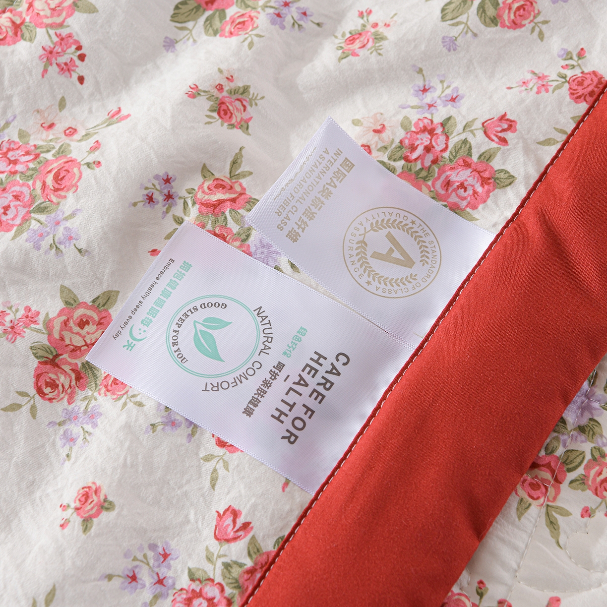 91家纺网 家纺一手货源 找家纺 金梦家居 2026新款水洗棉床盖被套四件套 红粉佳人