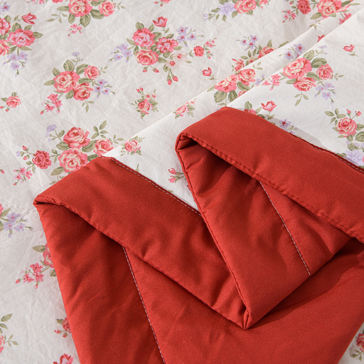 91家纺网 家纺一手货源 找家纺 金梦家居 2026新款水洗棉床盖被套四件套 红粉佳人