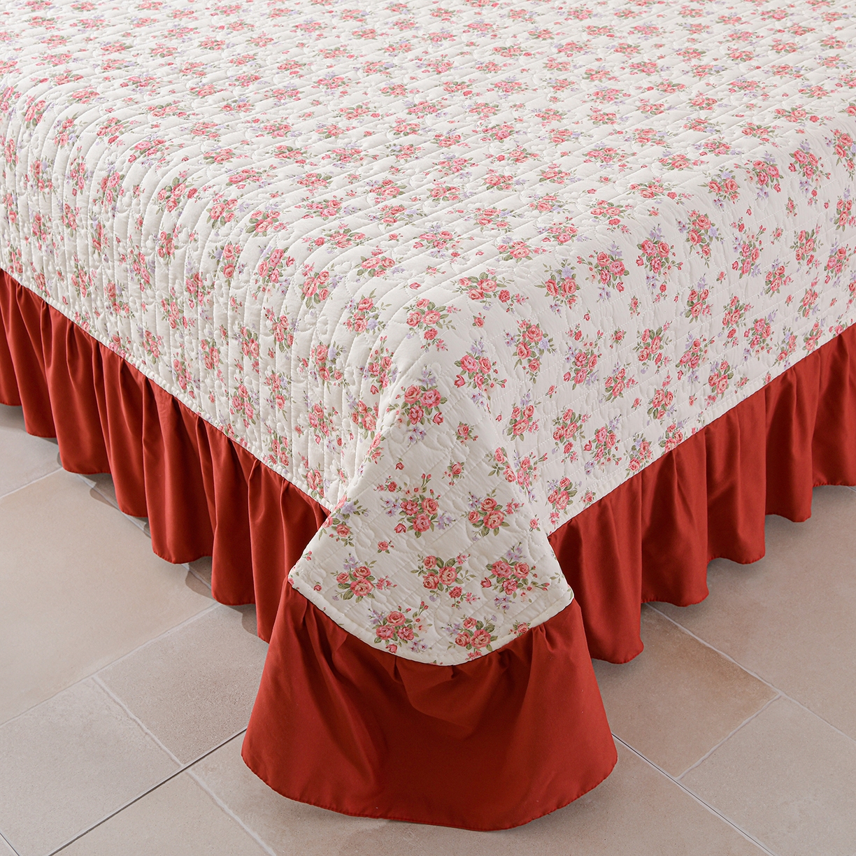 91家纺网 家纺一手货源 找家纺 金梦家居 2026新款水洗棉床盖被套四件套 红粉佳人