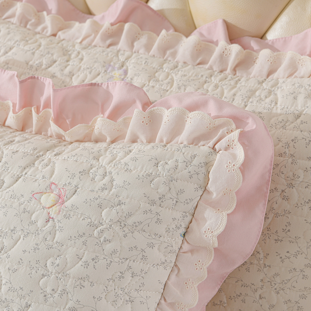 91家纺网 家纺一手货源 找家纺 金梦家居 2026新款水洗棉床盖被套四件套 蝴蝶缤纷