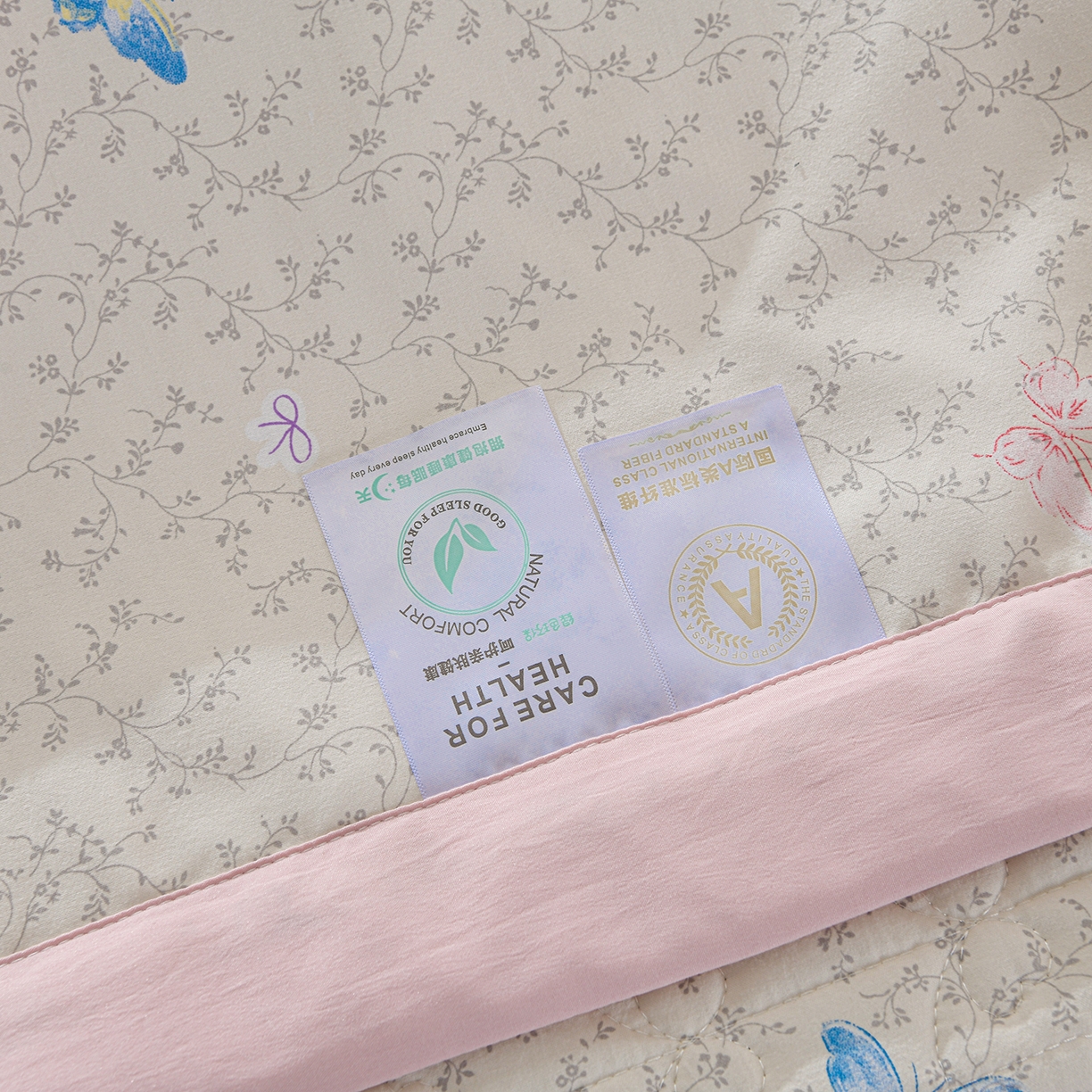 91家纺网 家纺一手货源 找家纺 金梦家居 2026新款水洗棉床盖被套四件套 蝴蝶缤纷