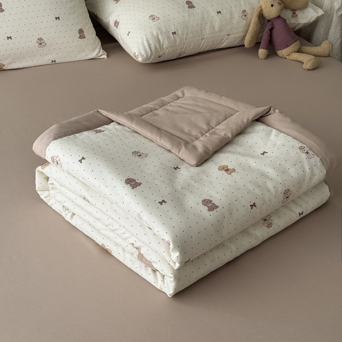 91家纺网 家纺一手货源 找家纺 盛凡家纺 2026新款小清新抗菌夏被夏凉被空调被被子被芯夏被四件套 星星小狗