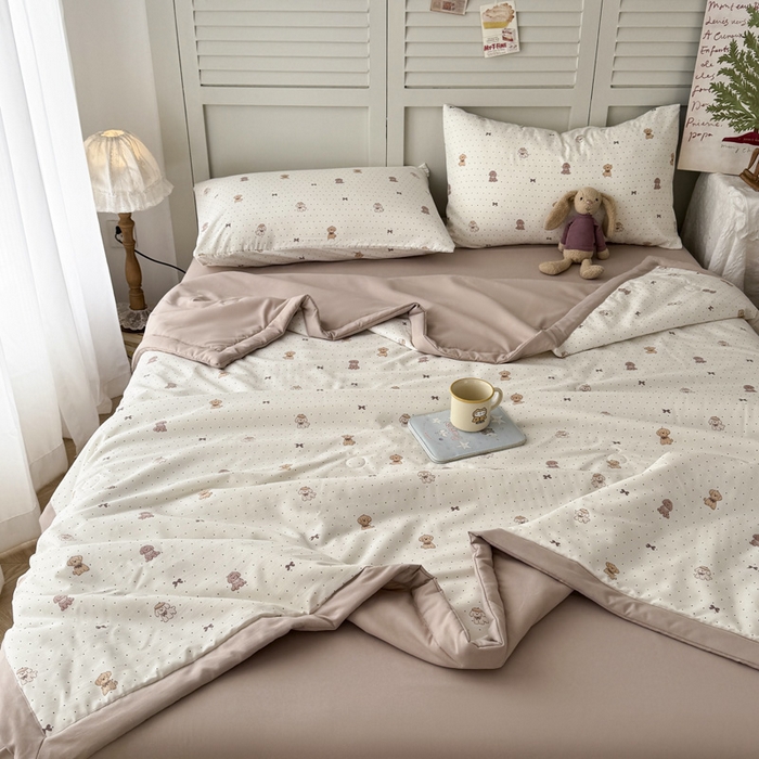 91家纺网 家纺一手货源 找家纺 盛凡家纺 2026新款小清新抗菌夏被夏凉被空调被被子被芯夏被四件套 星星小狗