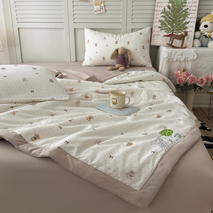 91家纺网 家纺一手货源 找家纺 盛凡家纺 2026新款小清新抗菌夏被夏凉被空调被被子被芯夏被四件套 星星小狗