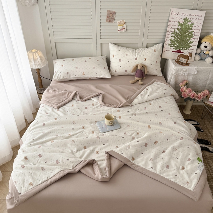 91家纺网 家纺一手货源 找家纺 盛凡家纺 2026新款小清新抗菌夏被夏凉被空调被被子被芯夏被四件套 星星小狗