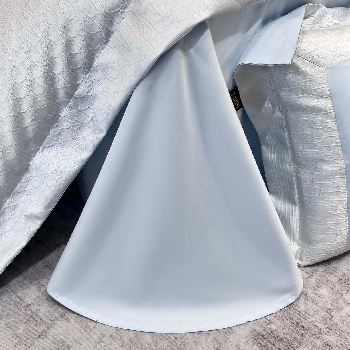 91家纺网 家纺一手货源 找家纺 欣宜家纺 2026新品100支纯棉全棉50x50s埃及长绒棉法式高精密金丝提花厚织四件套-奢境系列 奢境-天空蓝