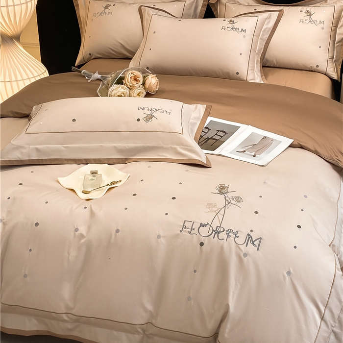 91家纺网 家纺一手货源 找家纺 家居1号家纺 2026新款50双股新疆长绒棉四件套-玫瑰花园 玫瑰花园-香槟金