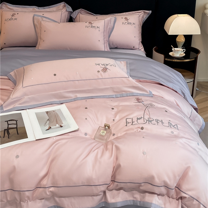 91家纺网 家纺一手货源 找家纺 家居1号家纺 2026新款50双股新疆长绒棉四件套-玫瑰花园 玫瑰花园-萝莉粉