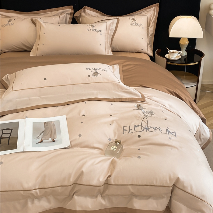 91家纺网 家纺一手货源 找家纺 家居1号家纺 2026新款50双股新疆长绒棉四件套-玫瑰花园 玫瑰花园-香槟金