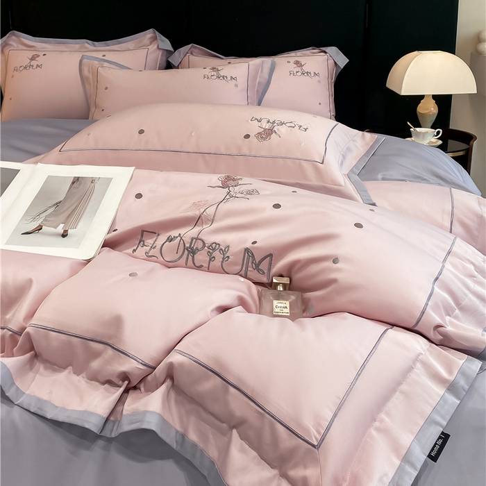 91家纺网 家纺一手货源 找家纺 家居1号家纺 2026新款50双股新疆长绒棉四件套-玫瑰花园 玫瑰花园-萝莉粉