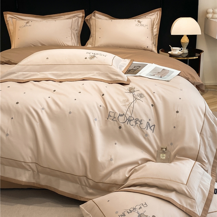 91家纺网 家纺一手货源 找家纺 家居1号家纺 2026新款50双股新疆长绒棉四件套-玫瑰花园 玫瑰花园-香槟金