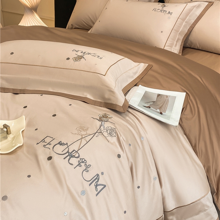 91家纺网 家纺一手货源 找家纺 家居1号家纺 2026新款50双股新疆长绒棉四件套-玫瑰花园 玫瑰花园-香槟金