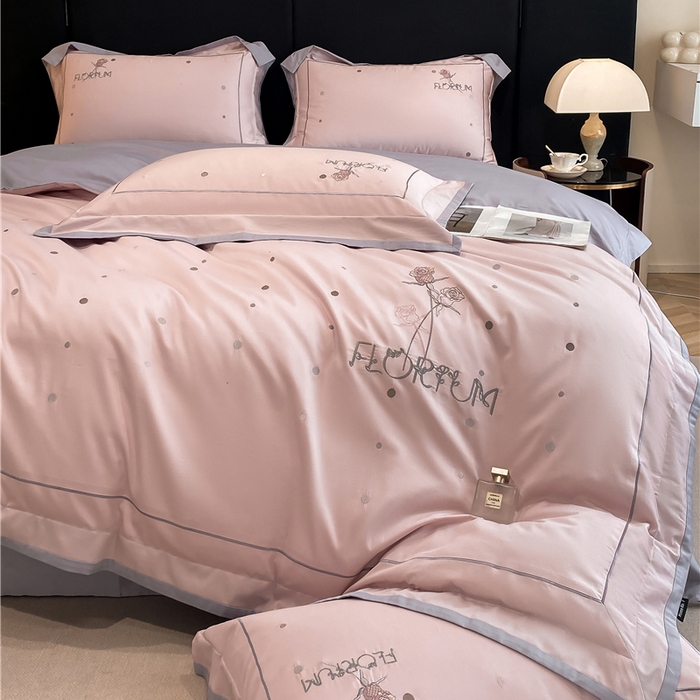 91家纺网 家纺一手货源 找家纺 家居1号家纺 2026新款50双股新疆长绒棉四件套-玫瑰花园 玫瑰花园-萝莉粉