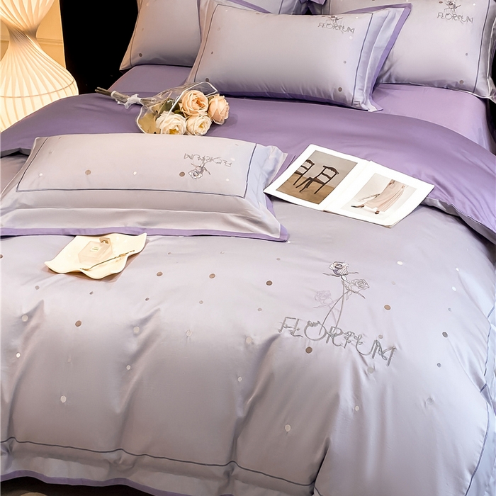 91家纺网 家纺一手货源 找家纺 家居1号家纺 2026新款50双股新疆长绒棉四件套-玫瑰花园 玫瑰花园-香芋紫