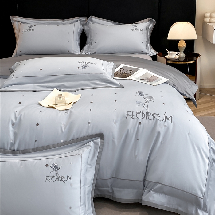 91家纺网 家纺一手货源 找家纺 家居1号家纺 2026新款50双股新疆长绒棉四件套-玫瑰花园 玫瑰花园-月光蓝