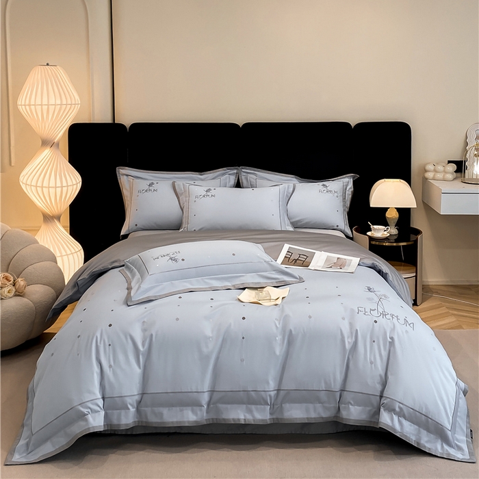 91家纺网 家纺一手货源 找家纺 家居1号家纺 2026新款50双股新疆长绒棉四件套-玫瑰花园 玫瑰花园-月光蓝