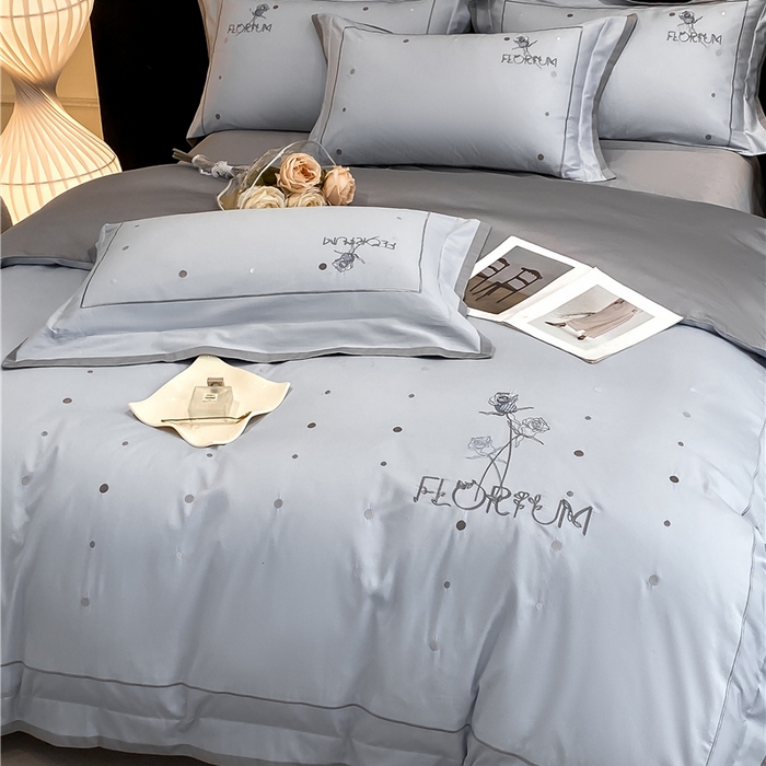 91家纺网 家纺一手货源 找家纺 家居1号家纺 2026新款50双股新疆长绒棉四件套-玫瑰花园 玫瑰花园-月光蓝