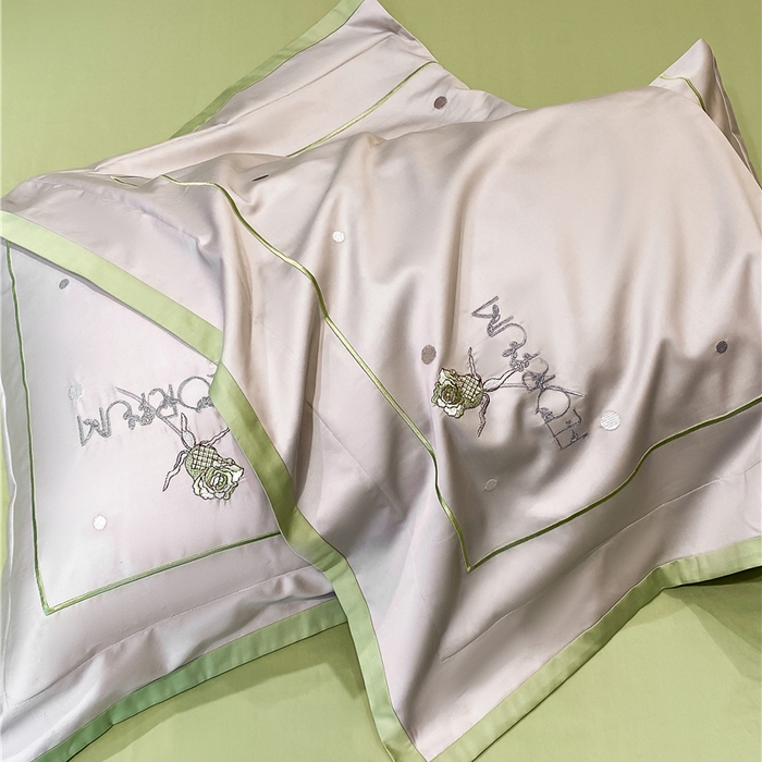 91家纺网 家纺一手货源 找家纺 家居1号家纺 2026新款50双股新疆长绒棉四件套-玫瑰花园 玫瑰花园-新灰绿