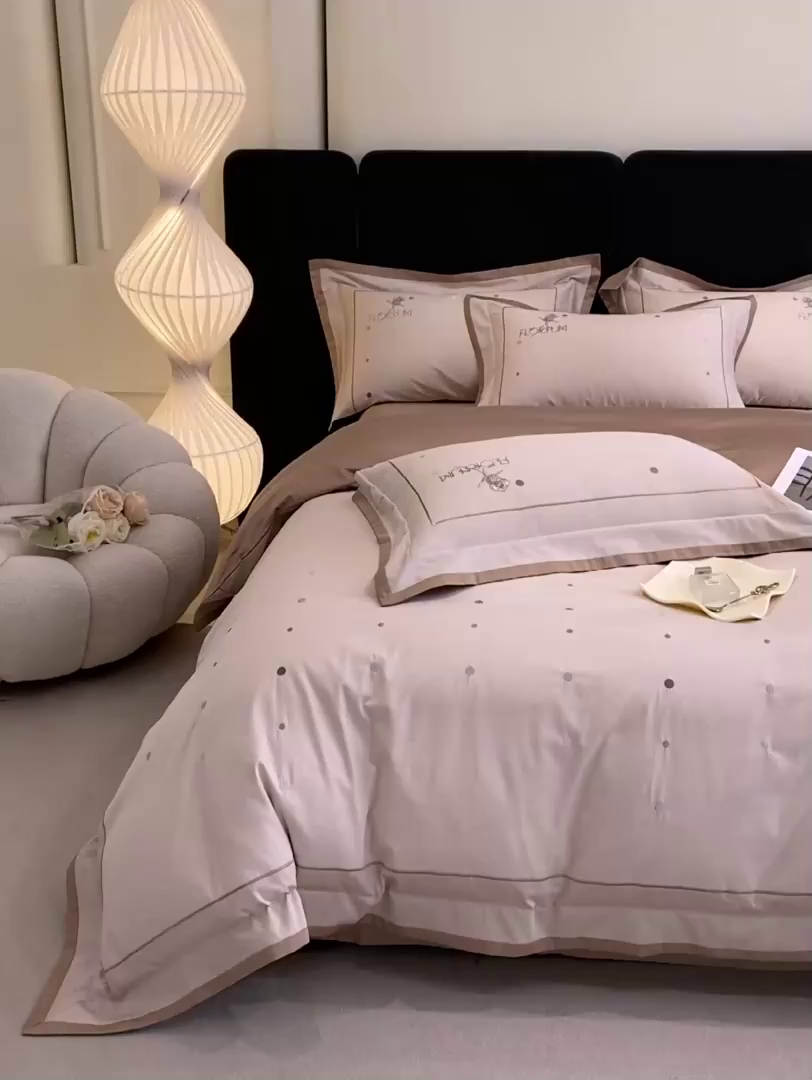 91家纺网 家纺一手货源 找家纺 家居1号家纺 2026新款50双股新疆长绒棉四件套-玫瑰花园 玫瑰花园-香槟金