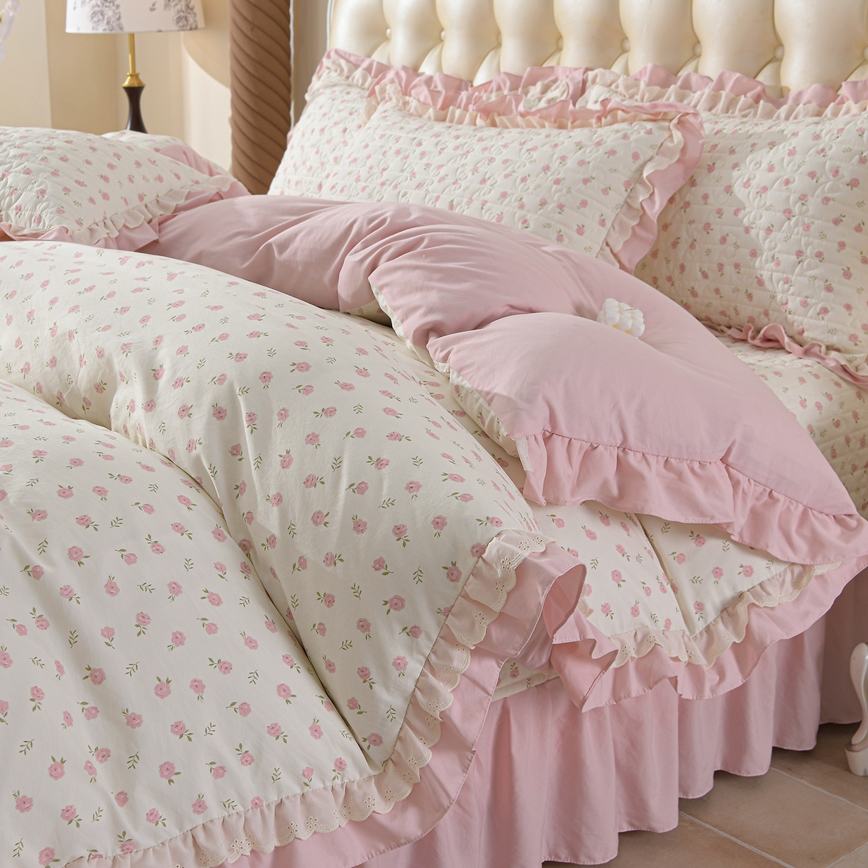 金梦家居 2026新款水洗棉床盖被套四件套 花开朵朵