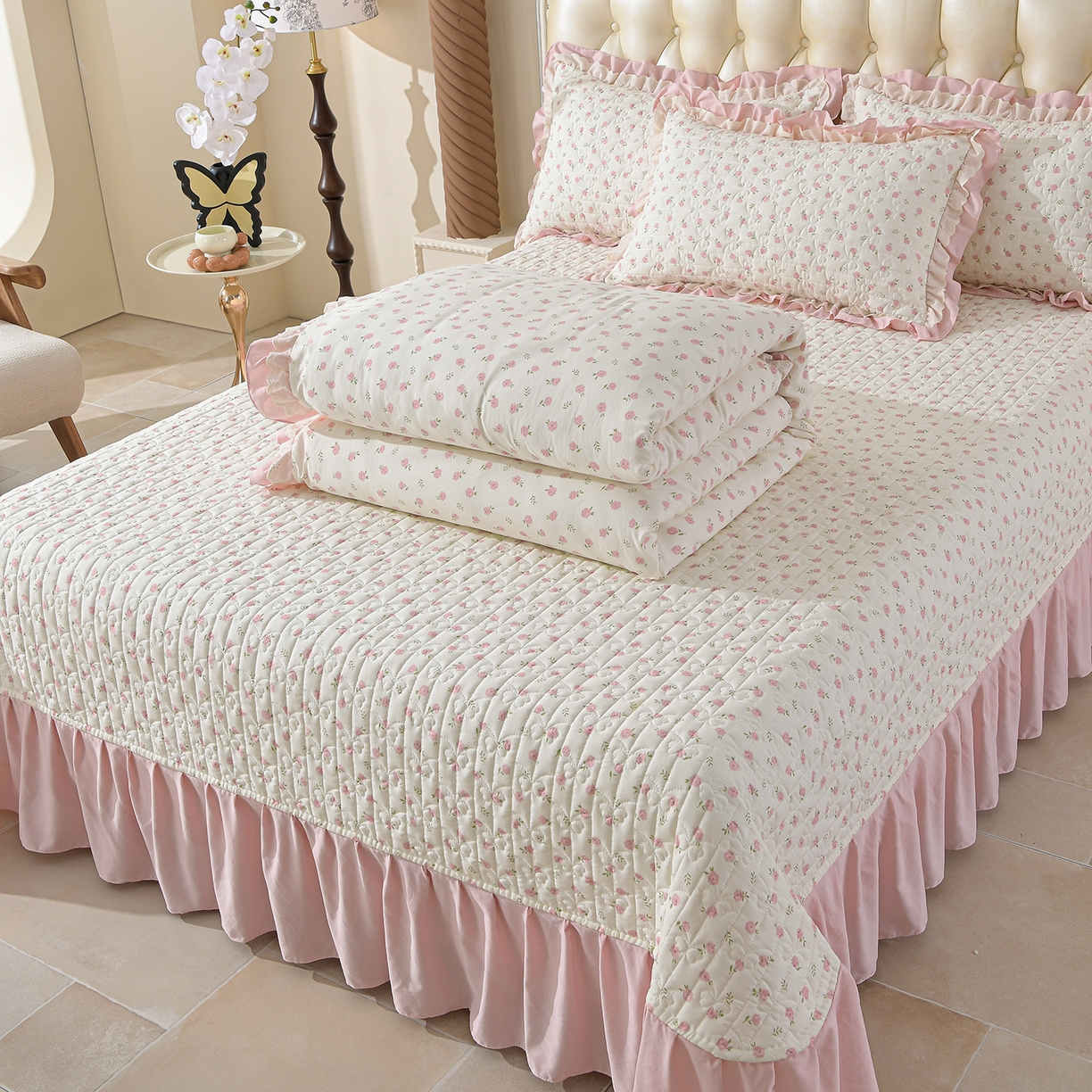 91家纺网 家纺一手货源 找家纺 金梦家居 2026新款水洗棉床盖被套四件套 花开朵朵