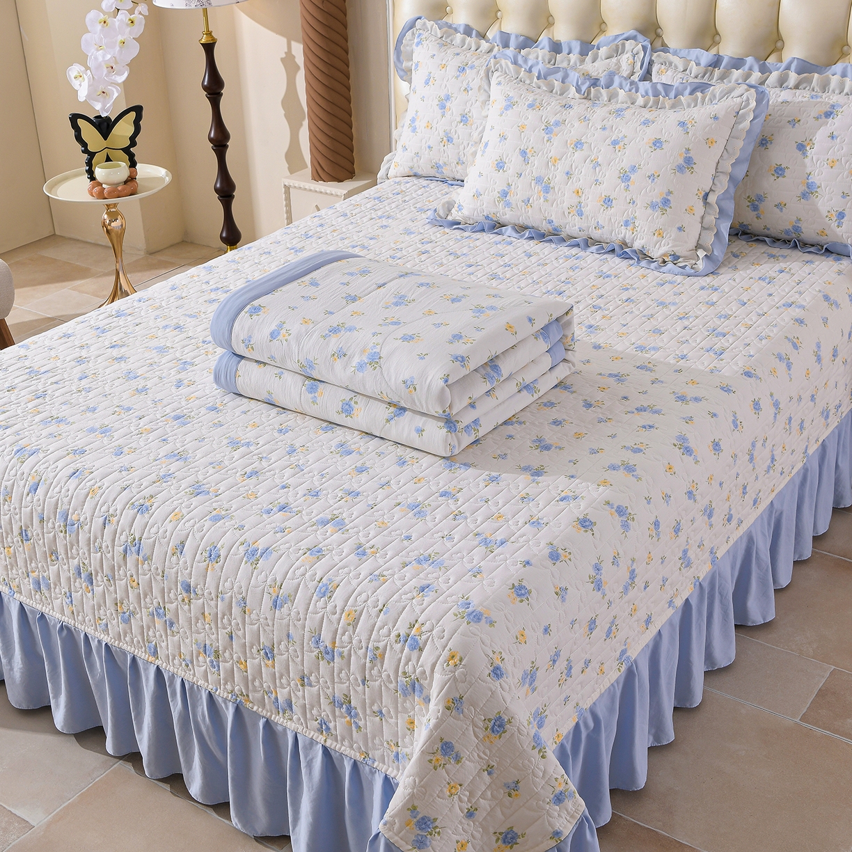 91家纺网 家纺一手货源 找家纺 金梦家居 2026新款水洗棉床盖被套四件套 花开盛夏