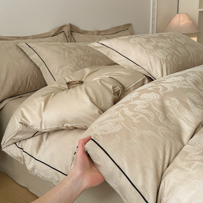 首尔家纺 2026新款浮雕提花色织全棉四件套 郁香-米咖