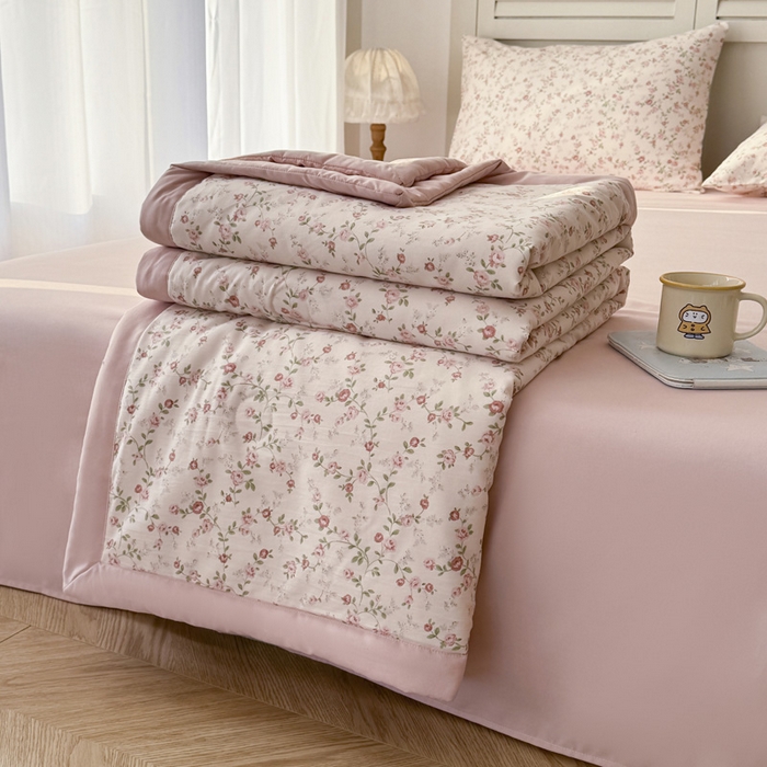 91家纺网 家纺一手货源 找家纺 盛凡家纺 2026新款小清新抗菌夏被夏凉被空调被被子被芯夏被四件套 云间花絮