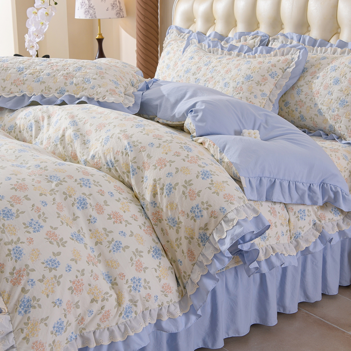 金梦家居 2026新款水洗棉床盖被套四件套 花团锦簇