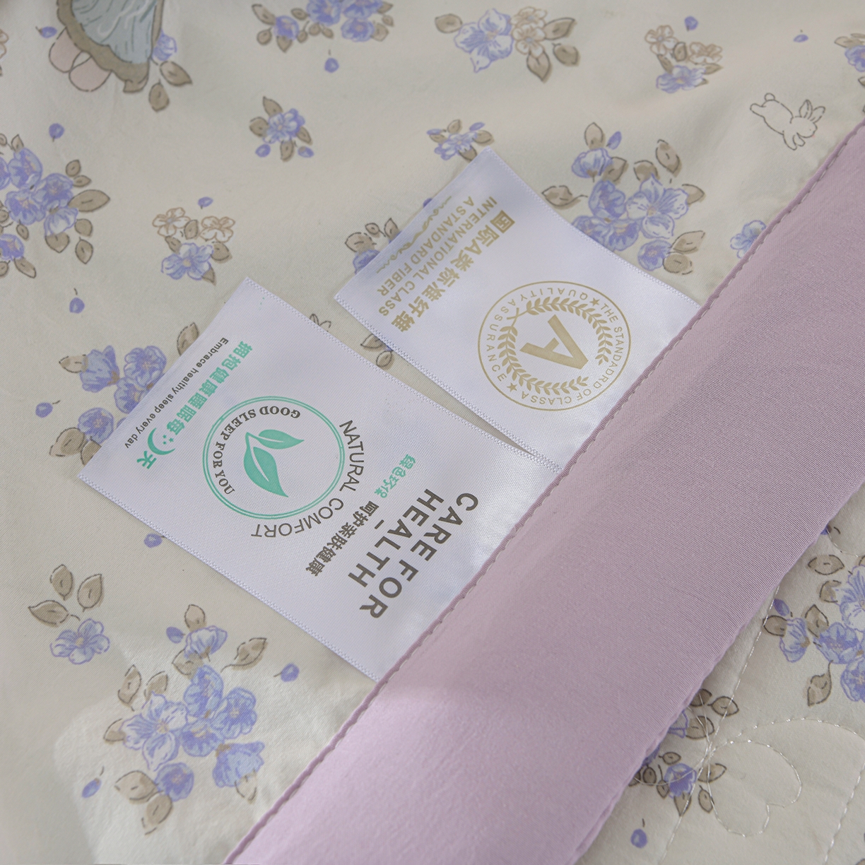 91家纺网 家纺一手货源 找家纺 金梦家居 2026新款水洗棉床盖被套四件套 花香萌兔