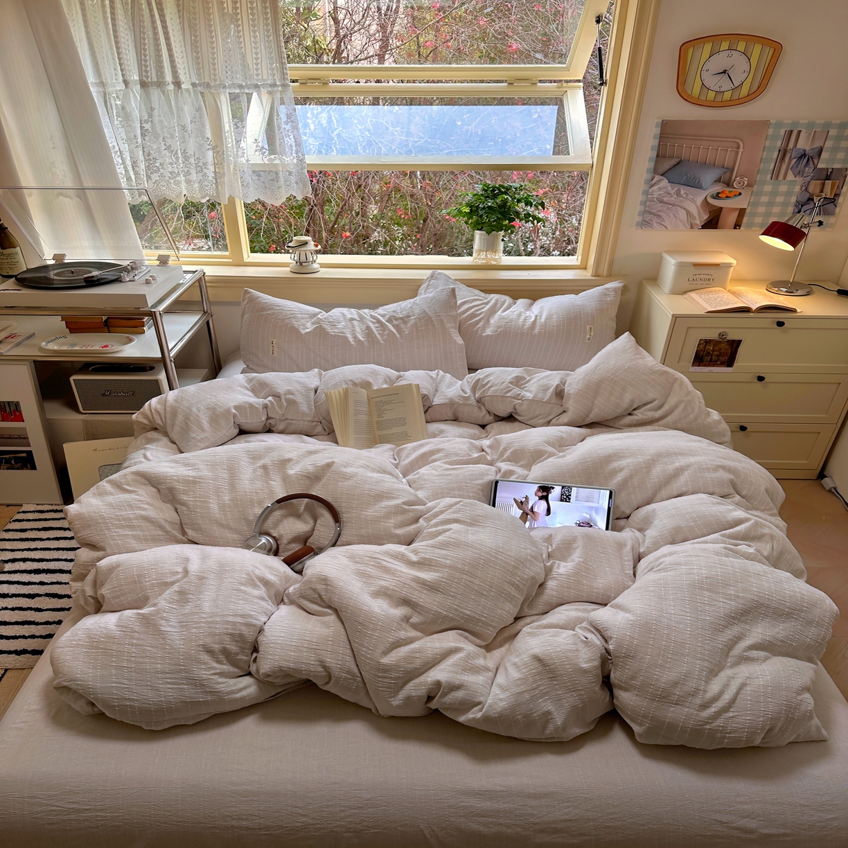 优兰朵家纺 2026新款简约素色亚麻风纯色无印四件套 卡其-素然