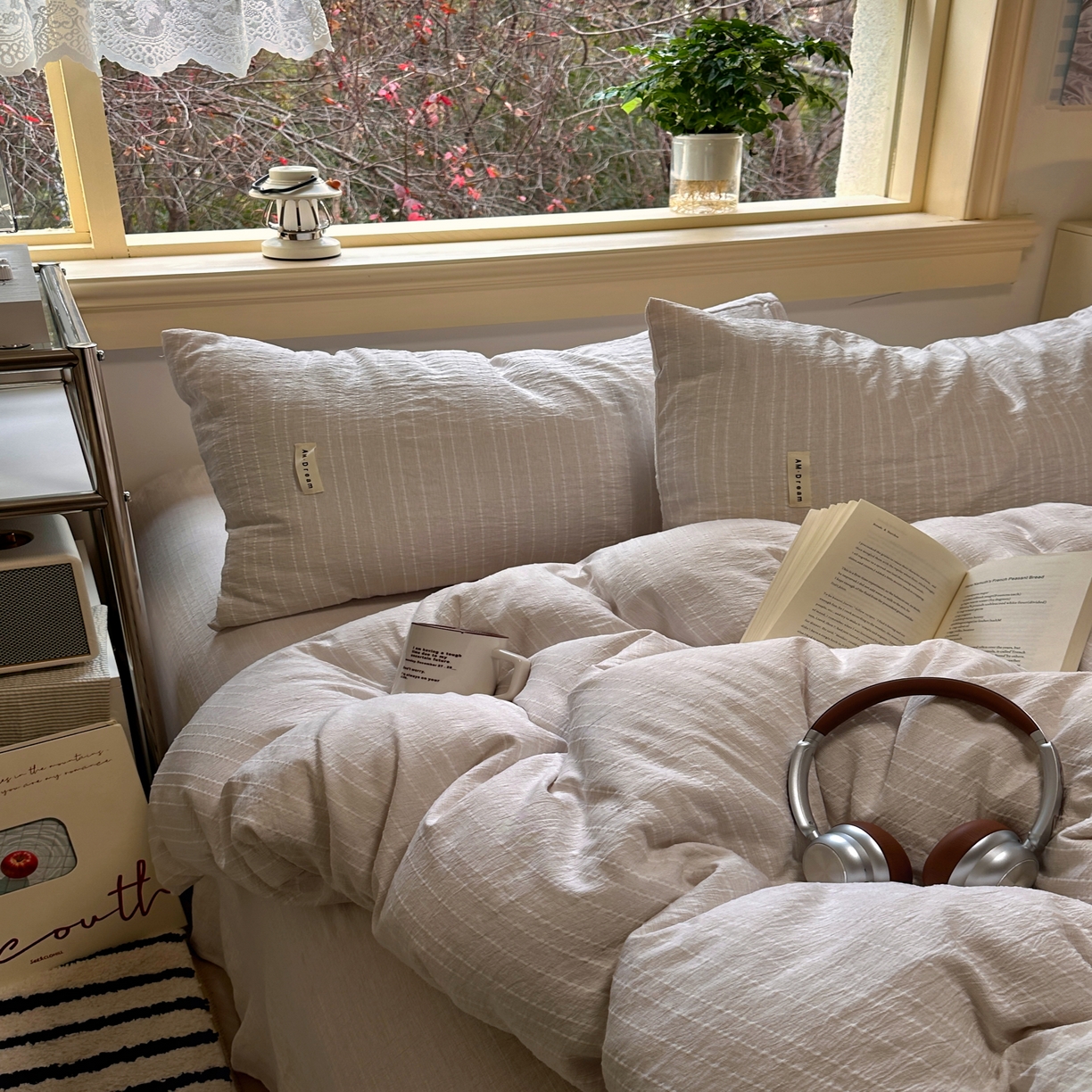 91家纺网 家纺一手货源 找家纺 优兰朵家纺 2026新款简约素色亚麻风纯色无印四件套 卡其-素然