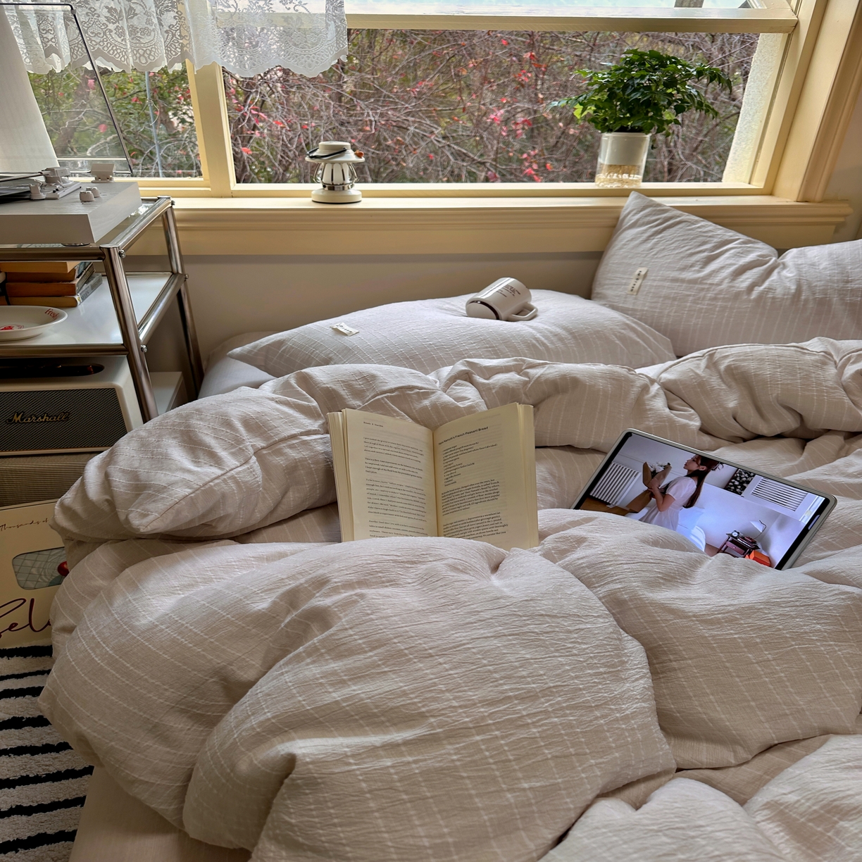 91家纺网 家纺一手货源 找家纺 优兰朵家纺 2026新款简约素色亚麻风纯色无印四件套 卡其-素然