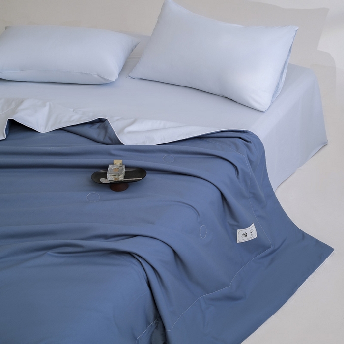 91家纺网 家纺一手货源 找家纺 盛凡家纺 2026新款133*72全棉A类55大豆抗菌夏被夏凉被空调被 深睡蓝