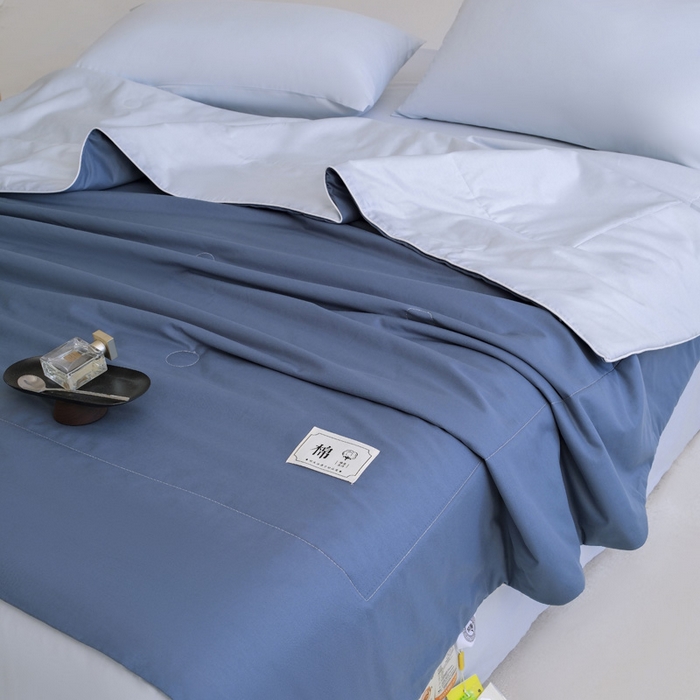 91家纺网 家纺一手货源 找家纺 盛凡家纺 2026新款133*72全棉A类55大豆抗菌夏被夏凉被空调被 深睡蓝