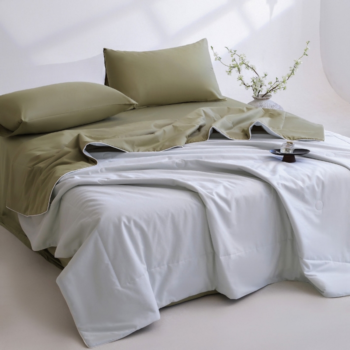 91家纺网 家纺一手货源 找家纺 盛凡家纺 2026新款133*72全棉A类55大豆抗菌夏被夏凉被空调被 水绿+松石绿