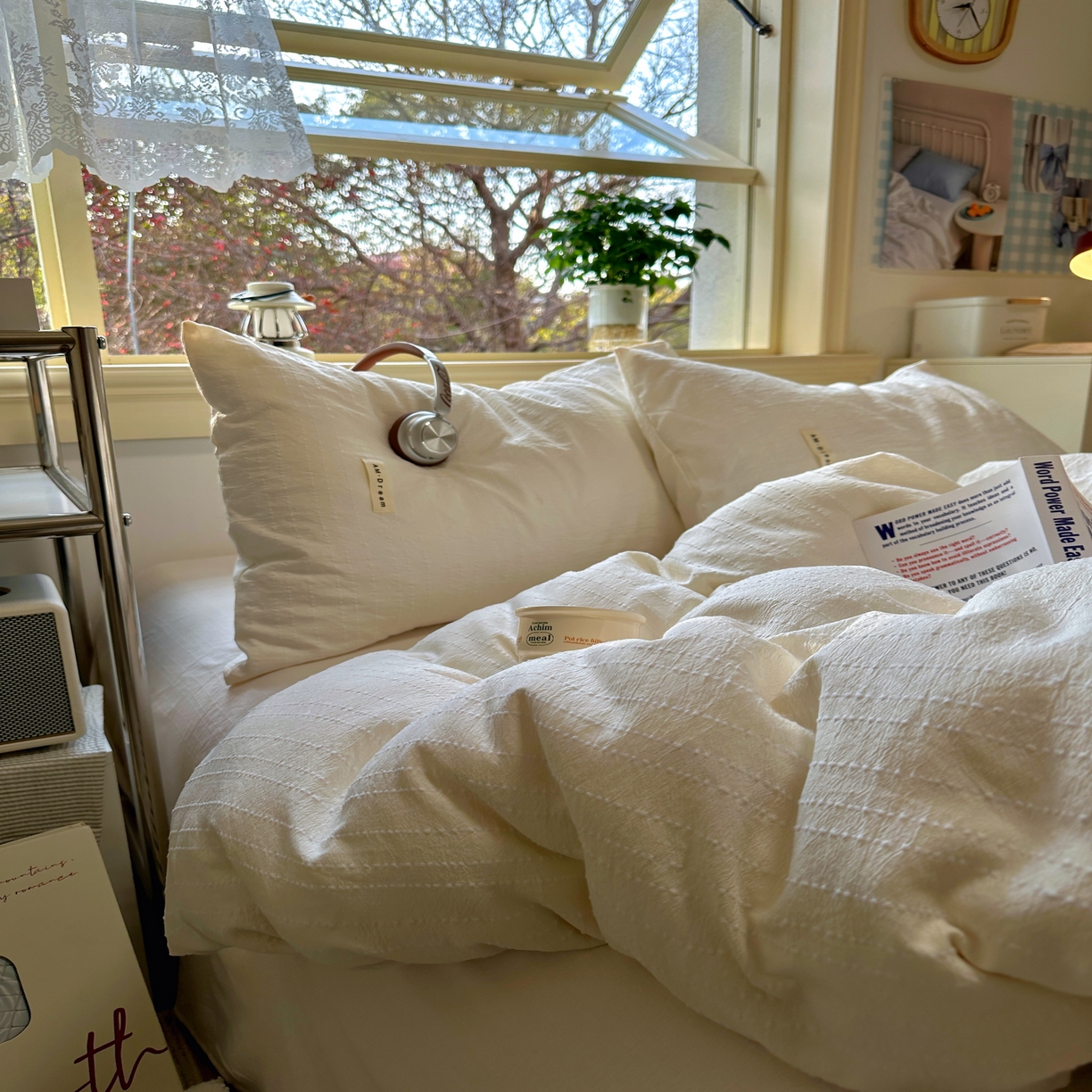 91家纺网 家纺一手货源 找家纺 优兰朵家纺 2026新款简约素色亚麻风纯色无印四件套 米白-素然