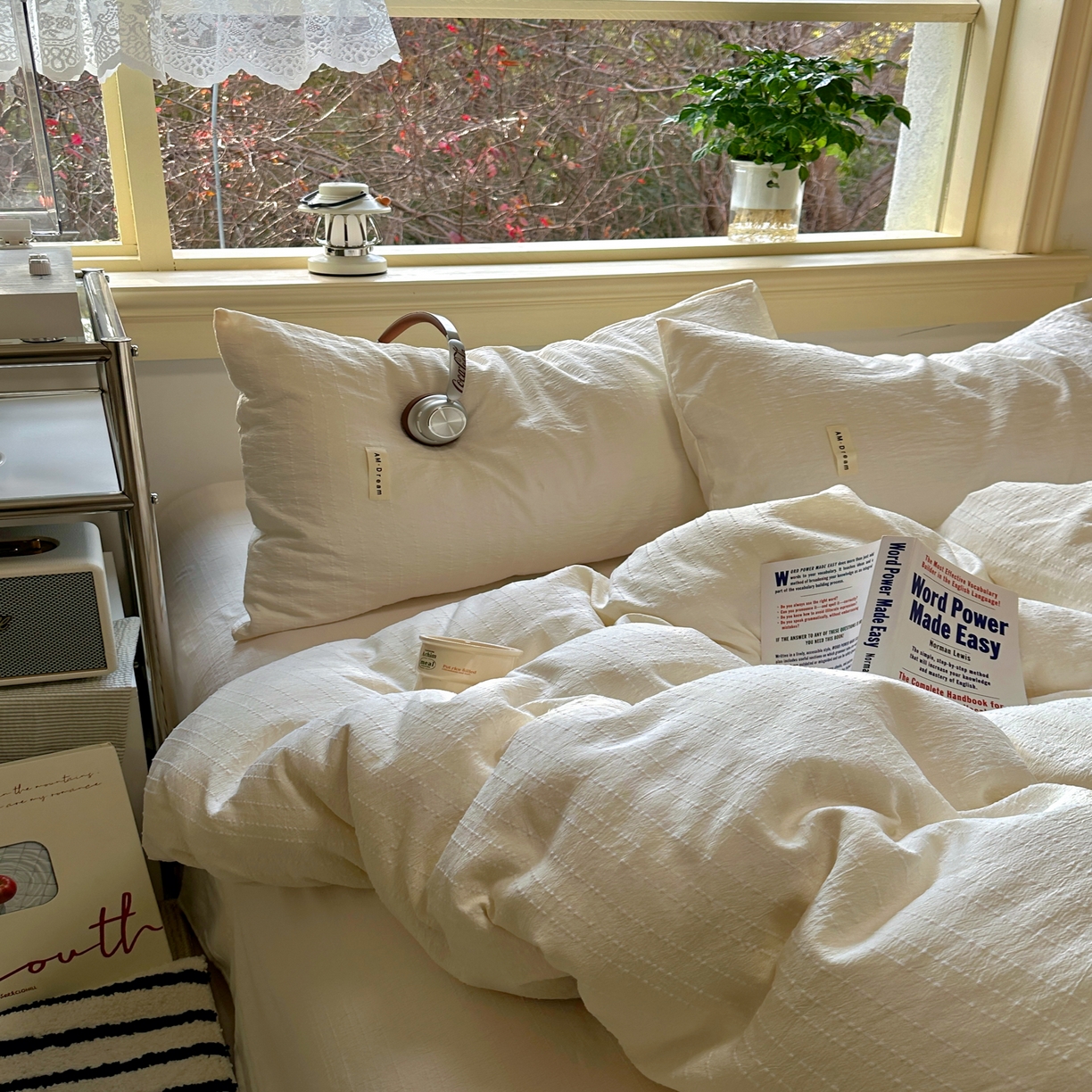 91家纺网 家纺一手货源 找家纺 优兰朵家纺 2026新款简约素色亚麻风纯色无印四件套 米白-素然