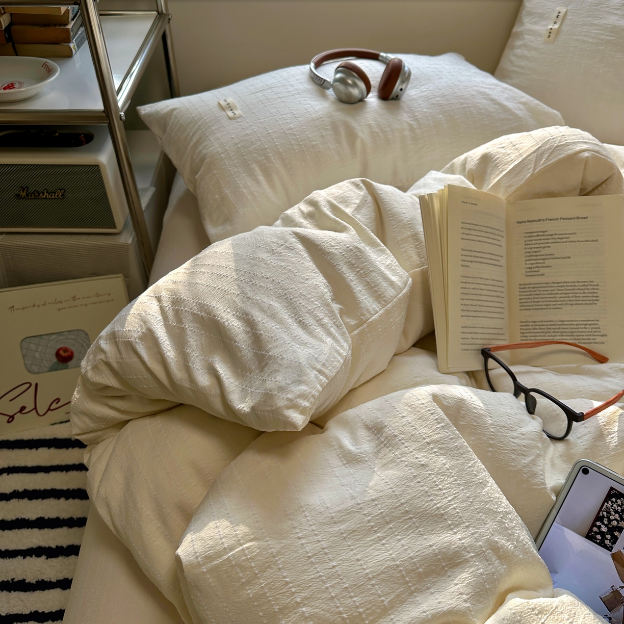 91家纺网 家纺一手货源 找家纺 优兰朵家纺 2026新款简约素色亚麻风纯色无印四件套 米白-素然