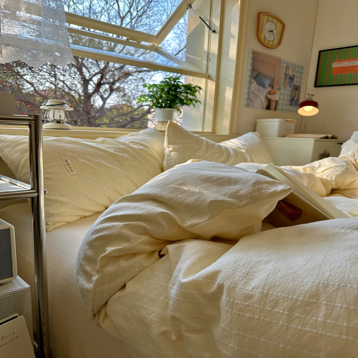 91家纺网 家纺一手货源 找家纺 优兰朵家纺 2026新款简约素色亚麻风纯色无印四件套 米黄-素然