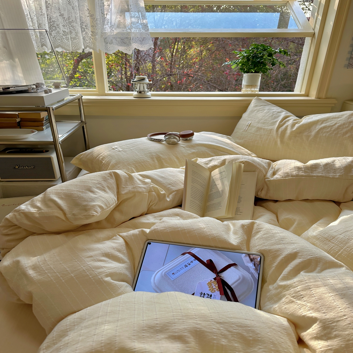 91家纺网 家纺一手货源 找家纺 优兰朵家纺 2026新款简约素色亚麻风纯色无印四件套 米黄-素然