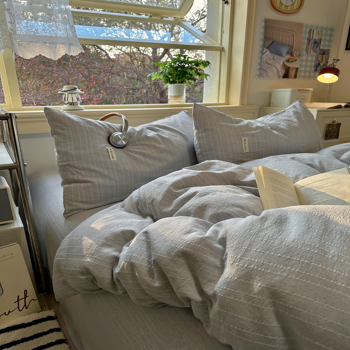 91家纺网 家纺一手货源 找家纺 优兰朵家纺 2026新款简约素色亚麻风纯色无印四件套 浅灰-素然