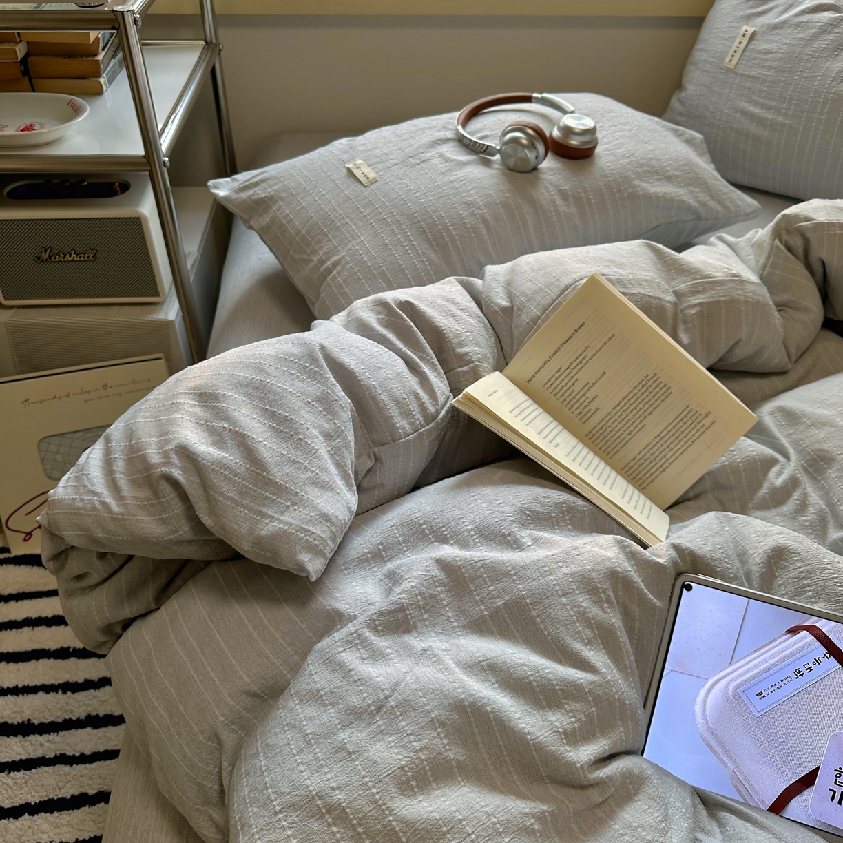 91家纺网 家纺一手货源 找家纺 优兰朵家纺 2026新款简约素色亚麻风纯色无印四件套 浅灰-素然