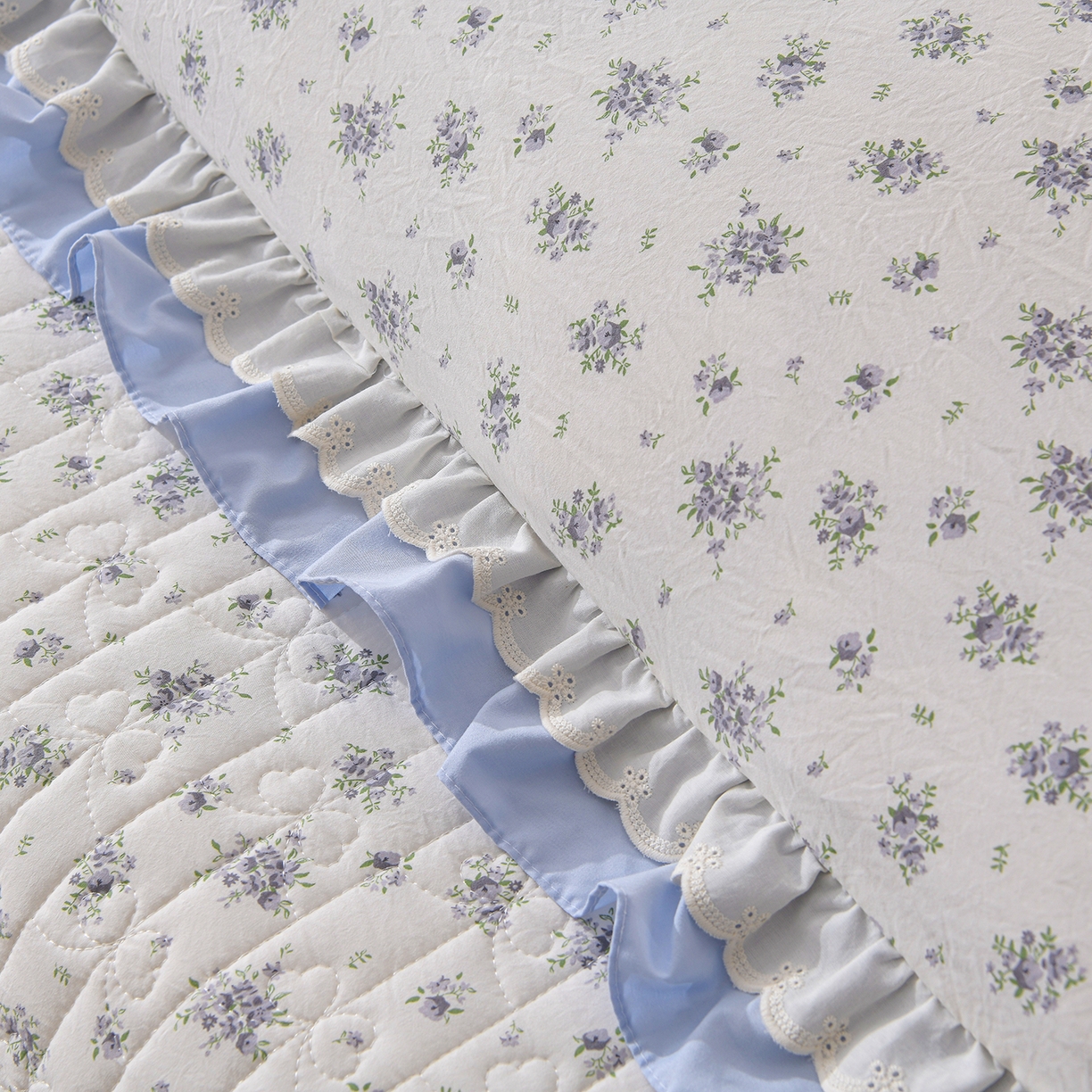 91家纺网 家纺一手货源 找家纺 金梦家居 2026新款水洗棉床盖被套四件套 陌上花语